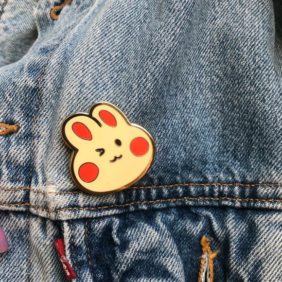 Bunny Pin | Hard Enamel Pin | Cute Pin | Golden Color Pin | Easter Gift - Picture 2 of 4